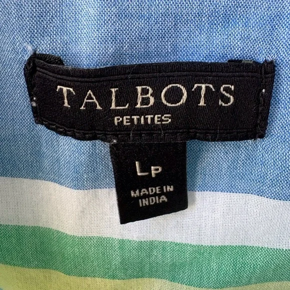 Talbots Cotton Beach Stripe Popover Size L Petite Vacation Coastal Grandmother‎ - Picture 3 of 13